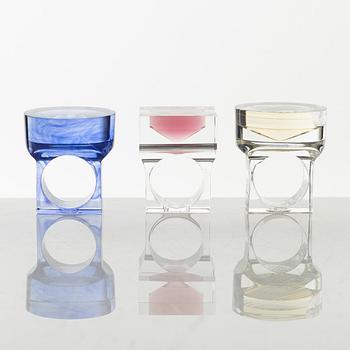 Siv Lagerström, three acrylic rings, 1970s.