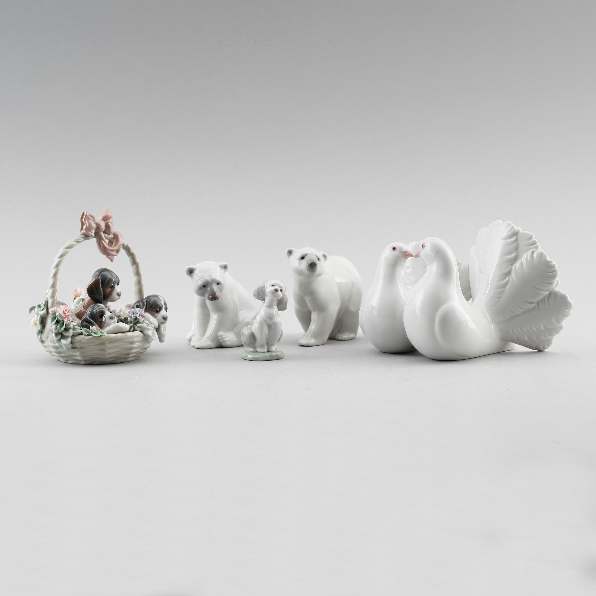 FIGURER, 5 delar, porslin, Lladro, Spanien.