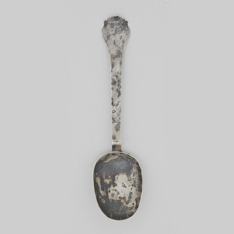 A Swedish 17th century silver rat-tail spoon, mark of Christoffer Lindenberg, Stockholm (1668-1674).