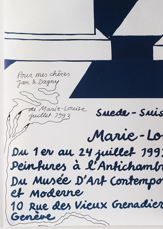 MARIE-LOUISE EKMAN, exhibition poster with handwritten personal dedication from the artist.