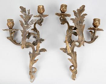 VÄGGAPPLICKER, ett par, mässing, 1800-tal.