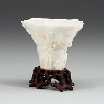 A blanc de chine libation cup, Qing dynasty, Kangxi (1662-1722).