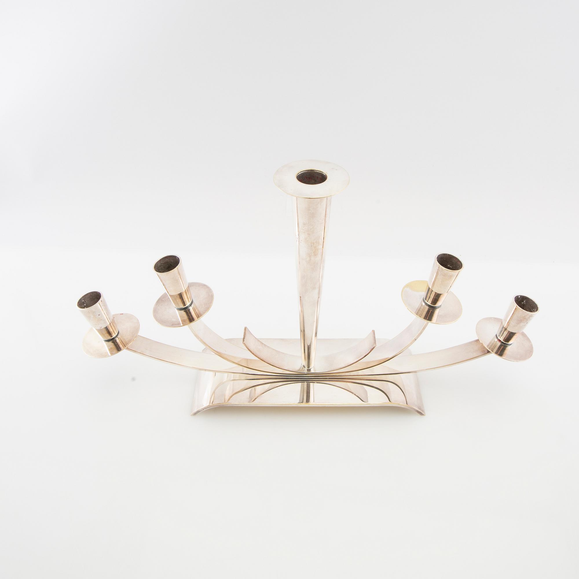 Walter Andersson attributed candelabrum, silver-plated, Ystad Metall, 1940s/50s.