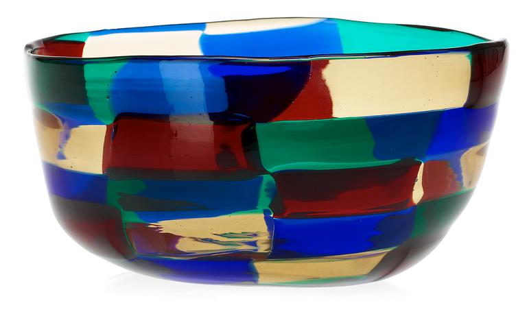 A Fulvio Bianconi ´Pezzato´ glass bowl, Venini, Murano, Italy 1950's.