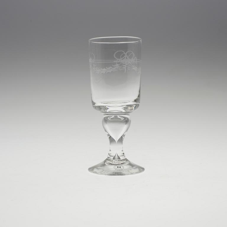 A set of twelve "Antik" wine glasses by Reijmyre Glasbruk.