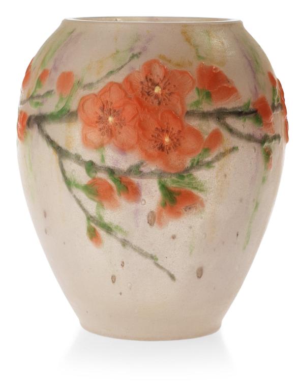 GABRIEL ARGY-ROUSSEAU, vas 'Peach Blossom', pâte de verre, Frankrike ca 1920.