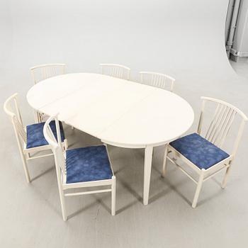 Dining set, 7 pieces, 1960s/70s.