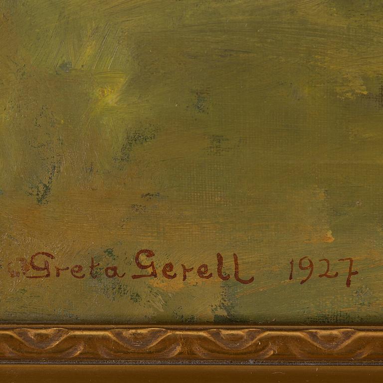 GRETA GERELL, olja på pannå, signerad och daterad -27.