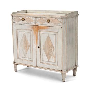 234. A late Gustavian grey lacquered pine cabinet, Sweden ca 1800.