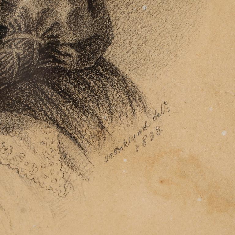 JOHAN CHRISTOFFER BOKLUND, 2 st, blyertsteckningar, signerade och daterade 1838.