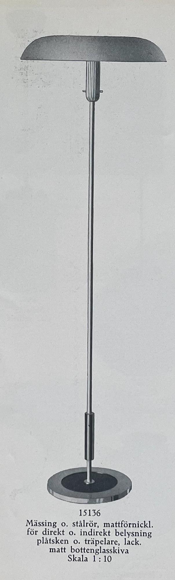 Harald Notini, a floor lamp, Arvid Böhlmarks Lampfabrik, Stockholm, 1930s.