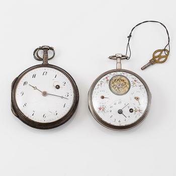 SPINDELUR, 2 st, silver, 1800-talets första hälft.