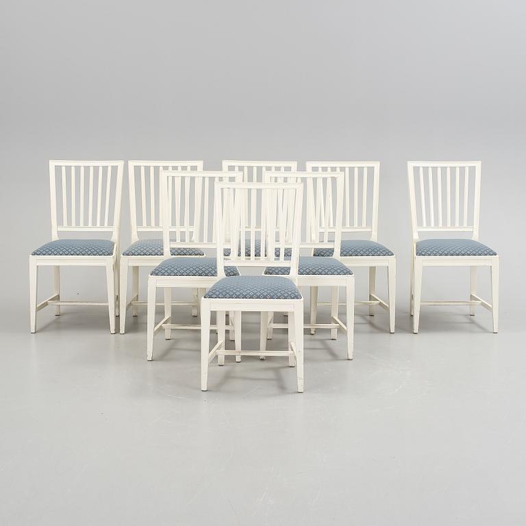 STOLAR, 8 st, gustaviansk stil, City Möbler, Tibro, 1900-talets slut, några märkta 1989.