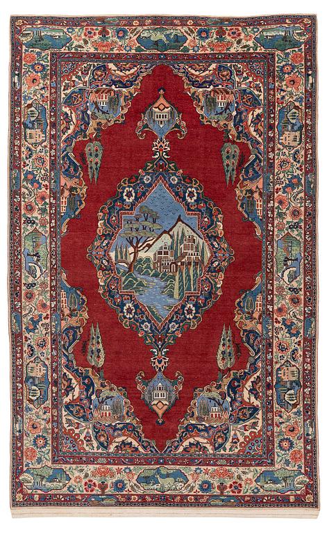 A semi-antique Kashan rug, Central Persia, c. 211 x 132 cm.