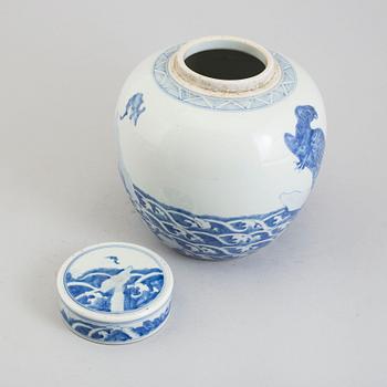 A BLUE AND WHITE JAR
late Qing dynasty.