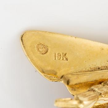 Brosch, i form av insekt 18K guld med emalj och briljantslipade diamanter.