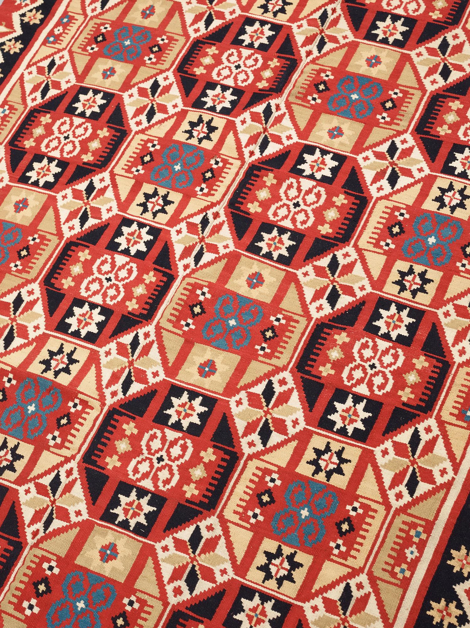 BED COVER. Double-interlocked tapestry. 213 x 136 cm. Scania, Sweden, around 1820-1830. Probably Yngsjö/Tuvåkra.