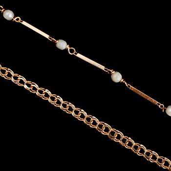 ARMBAND, 2 st, 18 k guld. Vikt ca 7 gram.