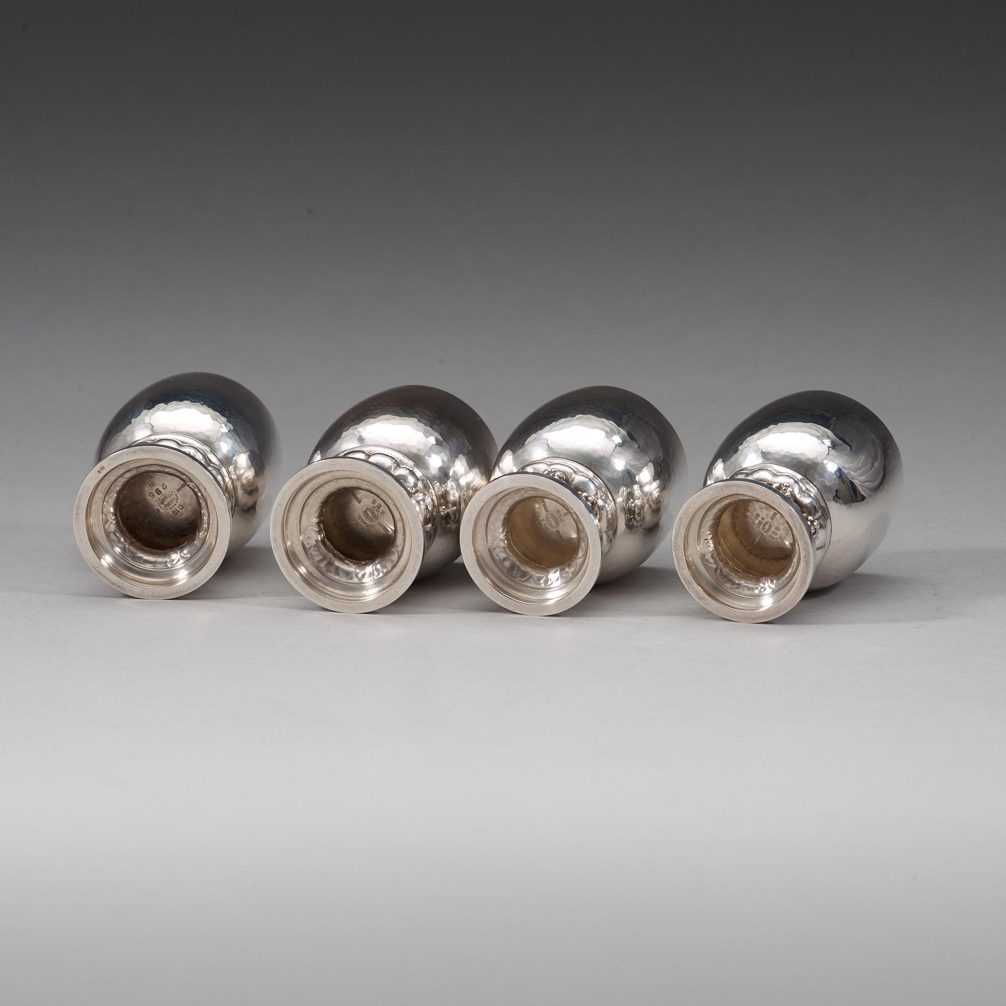 Georg Jensen, bägare, 4 st, Köpenhamn 1977-1996, sterling,