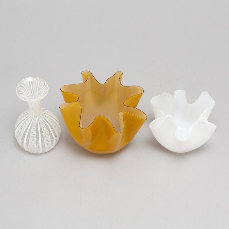 FULVIO BIANCONI & PAOLO VENINI, bland annat, vaser 3 st, glas, Venini, Murano.