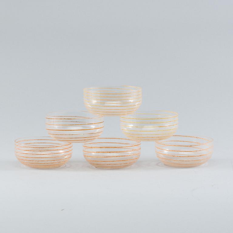 Six 1970's Cenedese, Murano glass bowls.