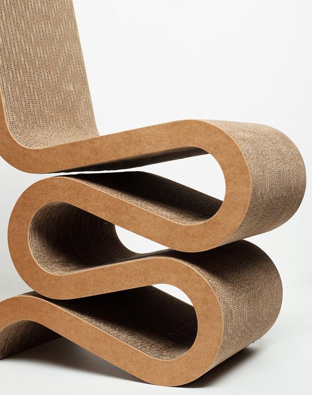 Frank Gehry, "Wiggle side chair & stool", Vitra, 21st century.