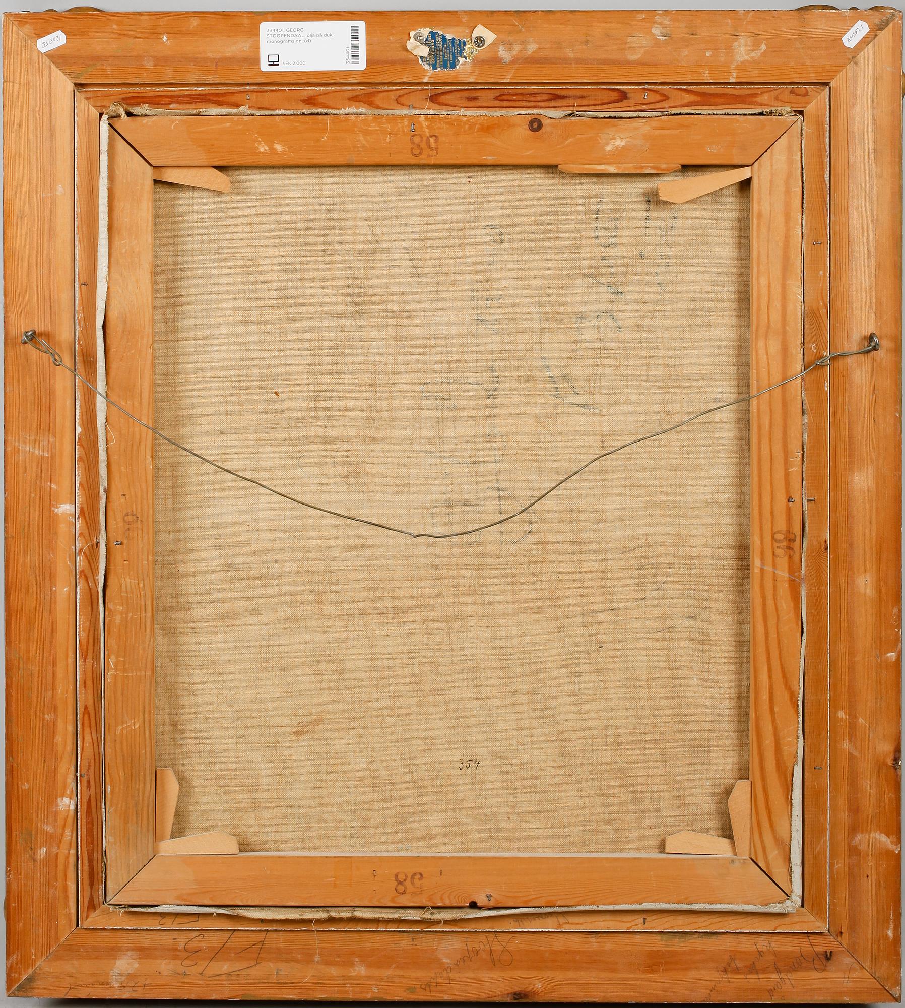 GEORG STOOPENDAAL, olja på duk, monogramsign.