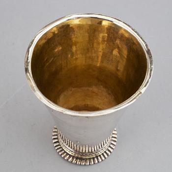 A Swedish 18th century parcel-gilt silver beaker, mark of OH Sjoberg, Falun 1736.