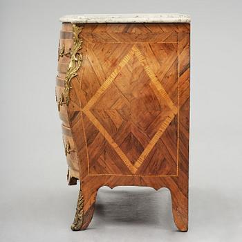 A rosewood parquetry commode, Stockholm, later part 18th century.