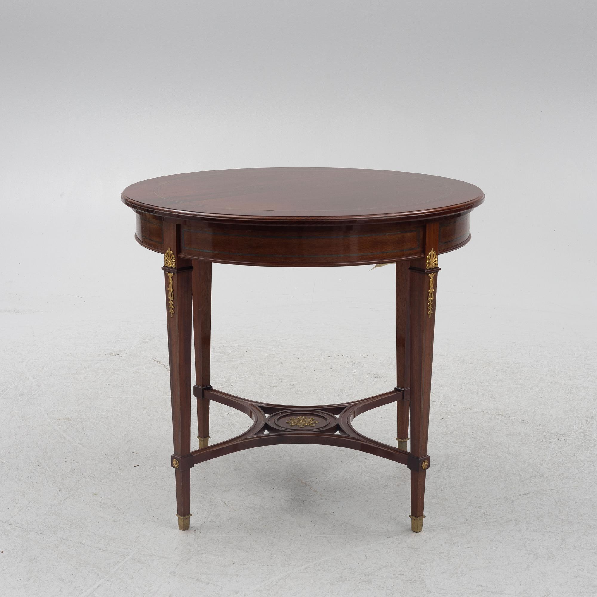 Sofa, 2 chairs, stool, table, Empire style, 5 pieces, 20th century.