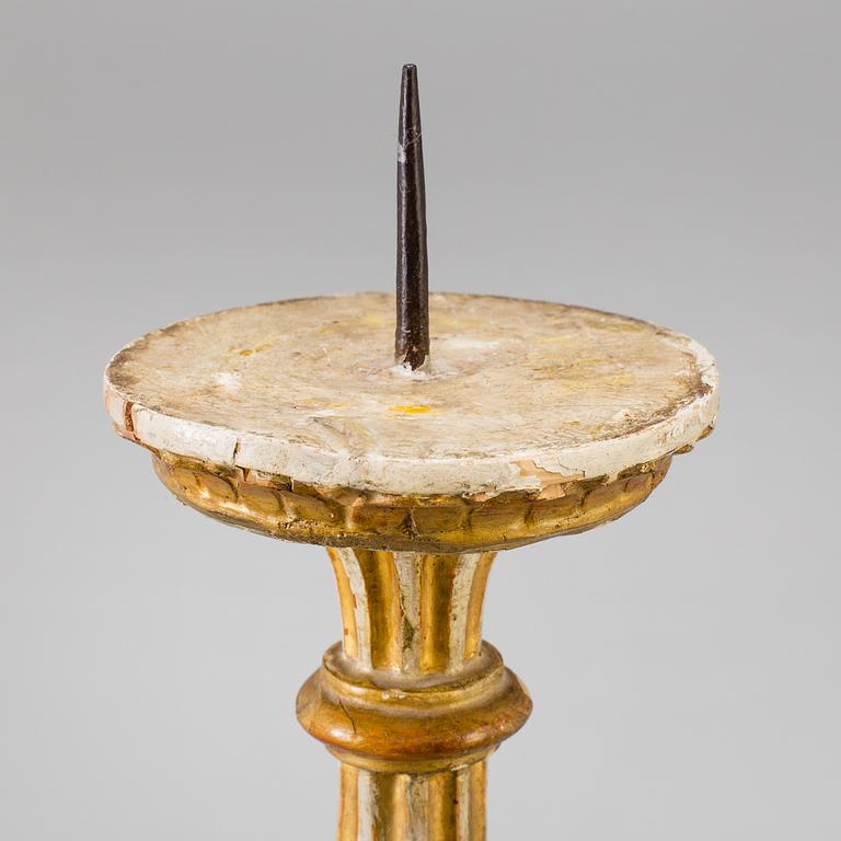 LJUSSTAKE, målat och bronserat trä,  1800-tal.