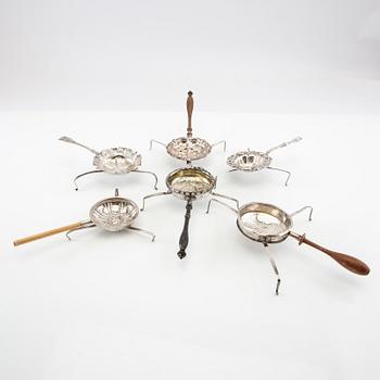 Tea spiders 6 pcs silver 19th century.