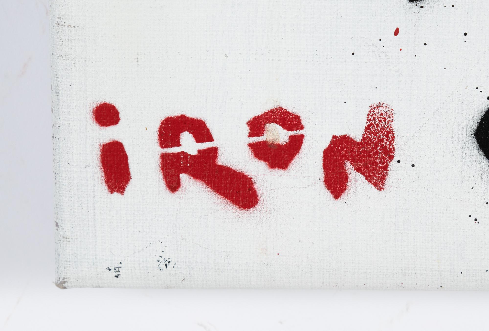 Iron, sprayfärg på duk, signerad.