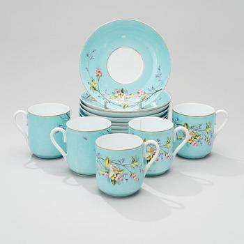 A KUZNETSOV PORCELAIN COFFEE SET, 11 PCS, Dulevo fabrik, 1864-1889 Russia.