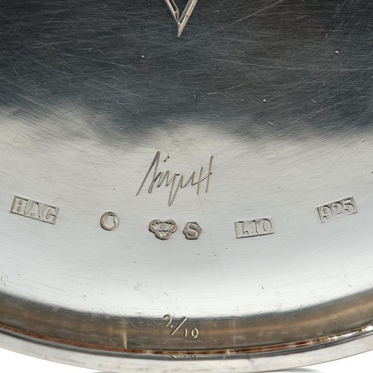 Birger Haglund, skål, Stockholm 1985, sterling, nr  2/10. Utförd i edition om 10 exemplar till Nationalmusei Vänners 75-årsjubileum.