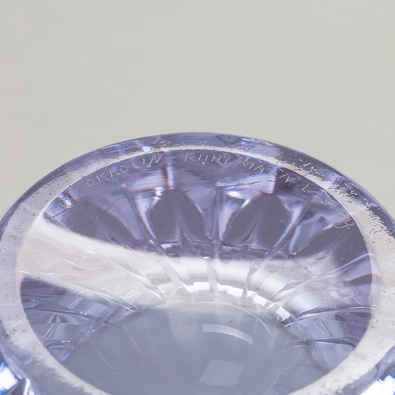 Aimo Okkolin, malja, "Terälehdet", signeerattu Aimo Okkolin Riihimäen Lasi oy.