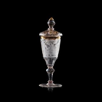 1528. A Bohemian goblet with cover, 18th Century.