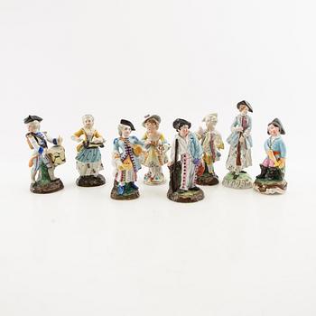 Figurines 8 pcs including Dresden/Sitzendorf Germany first half of the 20th century porcelain.