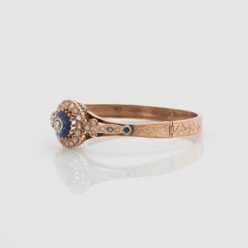 A BRACELET set with blue paste and rose-cut diamonds.