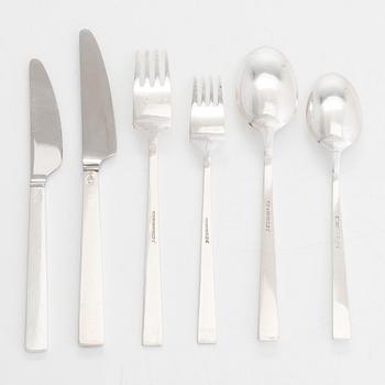 Bertel Gardberg, a 42-piece set of "Birgitta" silver cutlery, marked BG, Hopeatehdas oy, Helsinki 1962.