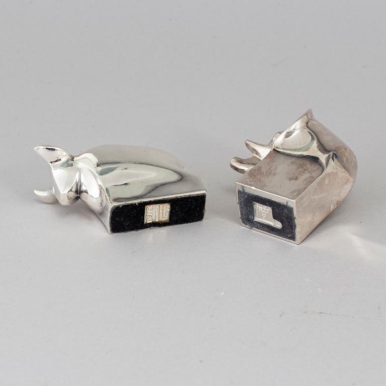 Two electro plated zinc figurines from Dansk Designs, Japan.