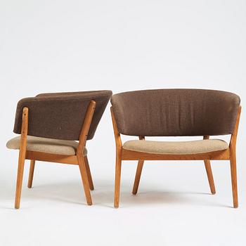 Nanna Ditzel, a set of three teak lounge chairs, Søren Willadsen, Denmark, 1950-60s.