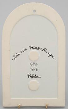 ROSENTHAL, SEINÄLAATTOJA, 4 kpl, keramiikkaa, sign. Björn Winblad, Rosenthal, Studio-Linie, Saksa 1900-luvun loppupuoli.