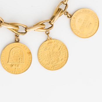 Bracelet 18K gold with gold coin.