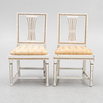 A set of eight late Gustavian chairs, Lindome, circa 1800.