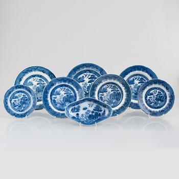 Matservis, flintgods, "Davenport Willow", Booths, England, tidigt 1900-tal.