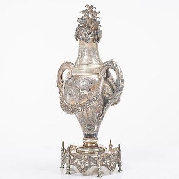 Decorative urn, silver, Ottoman Empire, late 19th century.