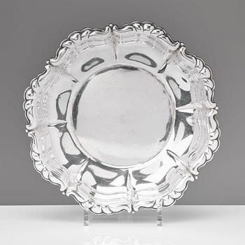 A 20th century sauce-bowl and bowl/dish, silver plated metal.