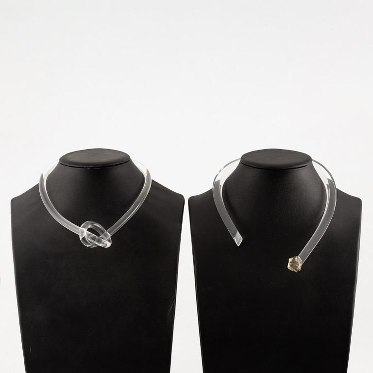 Siv Lagerström, necklaces, two pieces, acrylic and pyrite.