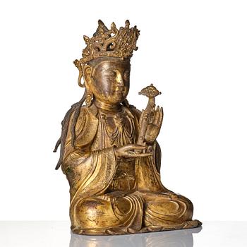 Bodhisattva, förgylld brons. Mingdynastin (1368-1644).